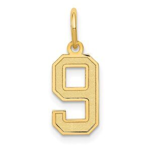14k Yellow Gold, Jersey Collection, Small Number 9 Pendant